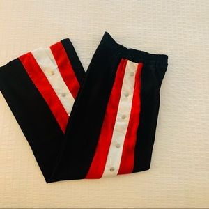 High waist wide leg striped side snap pants